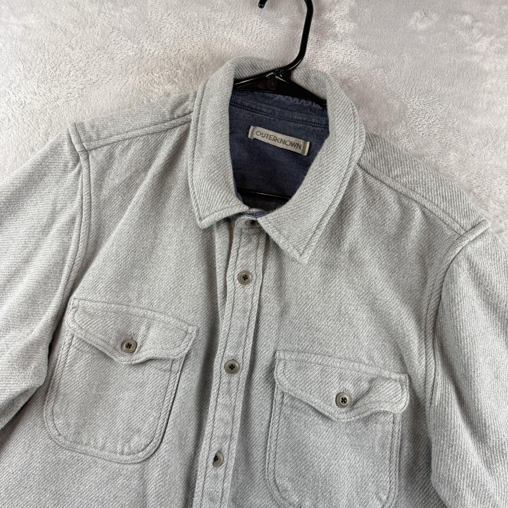 Outerknown Blanket Shirt Mens Large Gray Solid Button Up Heavyweight Twill